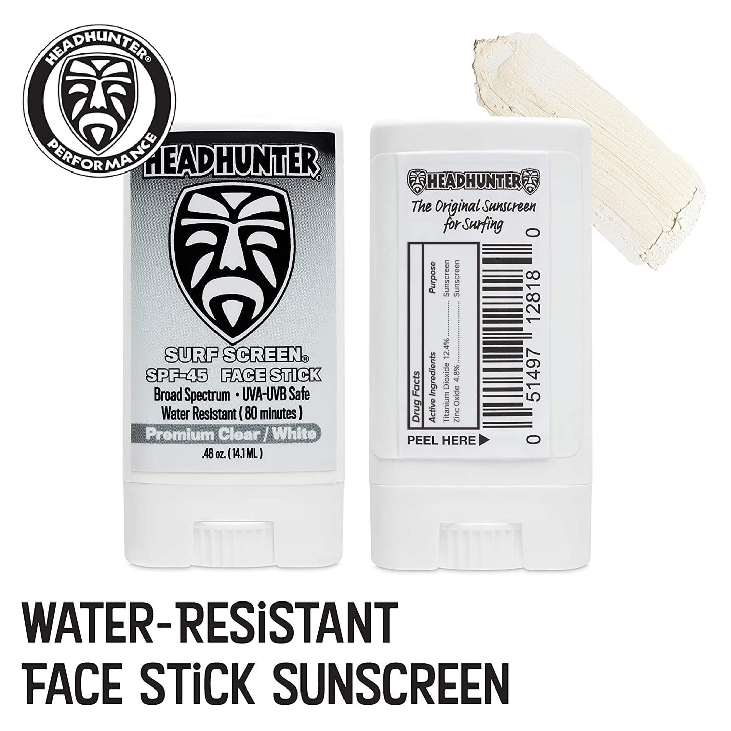 SPF 45 Mineral Sunscreen Face Stick – Clear / White  (HWT) - 2 PACK