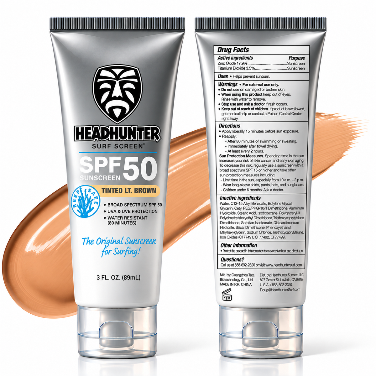 Reef Safe-SPF 50 Mineral Sunscreen Cream - Tinted Light Brown (HWT)