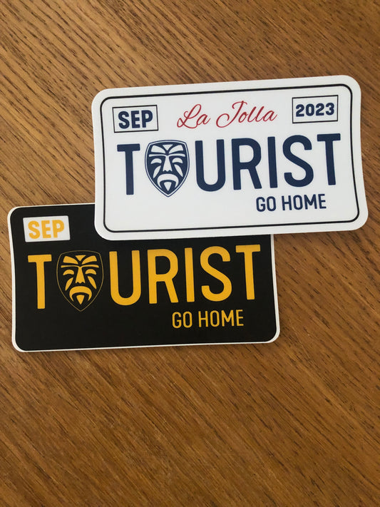 Tourist Go Home Sticker, Black + White - 2 Pack