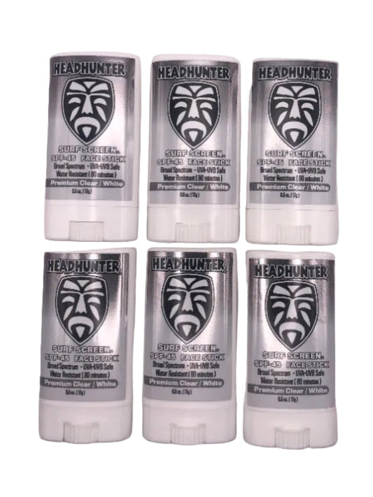 SPF 45 Mineral Sunscreen Face Stick - 6 Pack "Clear / White"